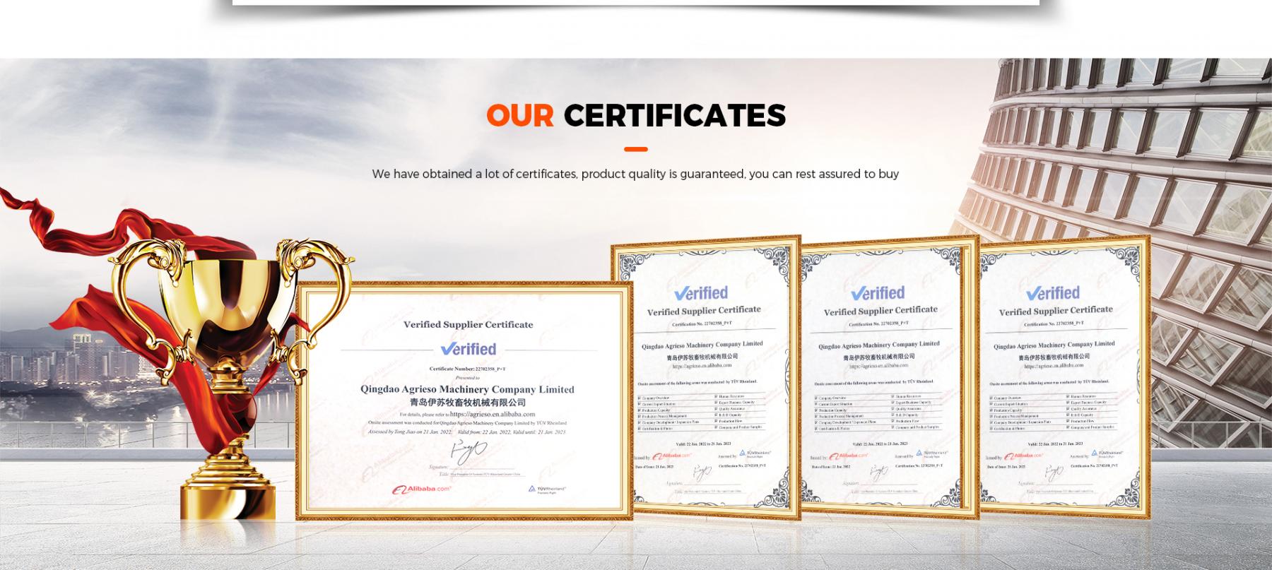 certificates  for agrieso company 